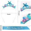 Atoden Mermaid Tiara and Sash, Blue Princess Costume Headwear, Starfish Seashell Mermaid Tail Headpiece, Happy Birthday Accessories for Girls and Women, Party Supplies Costume Gifts