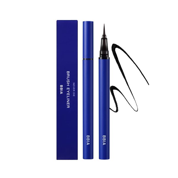 BBIA Never Die Brush Eyeliner - Waterproof & Sweat-proof Liquid Pen Eye Liner No-Skip with Highly Resilient Fine Brush Tip Satin Finish Long-Lasting Quick Dry Vegan Korean Eye Makeup (01 MATTE BLACK)