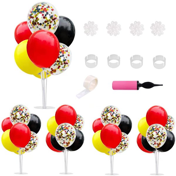 TONIFUL Mouse Birthday Table Decorations Red Yellow Black Table Centerpiece Balloons Stand Holder Kit for Mouse Theme Favor Baby Shower Kids Party Supplies