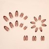 Bellelfin 24Pcs Almond French Tip Press on Nails, Full Cover Medium Almond Fake Nails Glossy False Nails with Designs Glue on Acrylic Nails for Women Girls Fingernails Decor