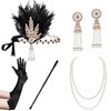 BABEYOND 1920s Flapper Gatsby Costume Accessories Set 20s Flapper Headband Pearl Necklace Gloves Holder