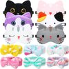 Wesiti 12 Packs Sleepover Party Favors, 6 Bow Headbands and 6 Cute Sleeping Eye Mask Spa Headband Elastic Make Up Headbands Soft Cat Eyeshade Sleeping Cover for Girls Women Pajama Party Gift