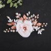 Teyglen Flower Wedding Hair Clip Pearl Rhinestone Bridal Hair Clip Handmade Leaf Flower Headpiece Jewelry Barrette Hair Accessories for Women