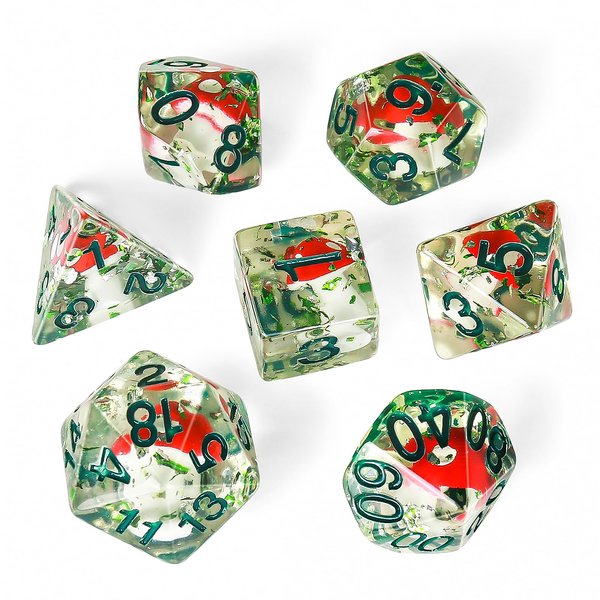 OriCraft Poisonous Mushrooms Dice DND Dice Set with Poisonous Mushrooms Inside Dungeons and Dragons Polyhedral Role Playing Gaming Dices D20 Dice 7 Set Halloween Dices