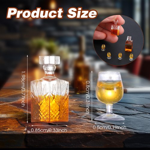 JJUNW 6 Pcs 1:12 Scale Dollhouse Miniature Accessories, A Set of Exquisite Mini Whiskey Wine Bottle Bar Model, Verisimilitude Mini Whiskey Wine Decoration for Décor Dollhouse Accessories (Brown)