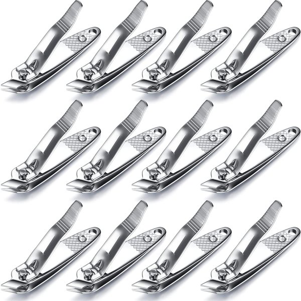 12 Pcs Slanted Edge Nail Clippers Metal Side Cuticle Clippers for Nails Cutting Curved Nail Edge Trimmer Cutter Angled Travel Pedicure Manicure Tool