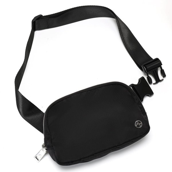 Black Belt Bag with Adjustable Strap, Pander Nylon Mini Fanny Pack for Outdoors Workout Traveling Casual Running Cycling, 1L