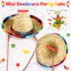 Bucherry 54 Pieces Cinco De Mayo Sombrero Hats Mexican Beaded Necklace Paper Eyewear Fiesta Party Supplies Bulk for Mexican Day Decorations
