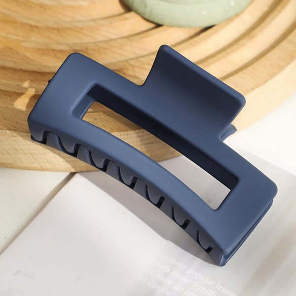 Navy Blue Square Frosting Claw Clips, Big Hair Clips Nonslip Matte Barrettes Thin Thick Short Hair for Women and Girls Hair Accessories