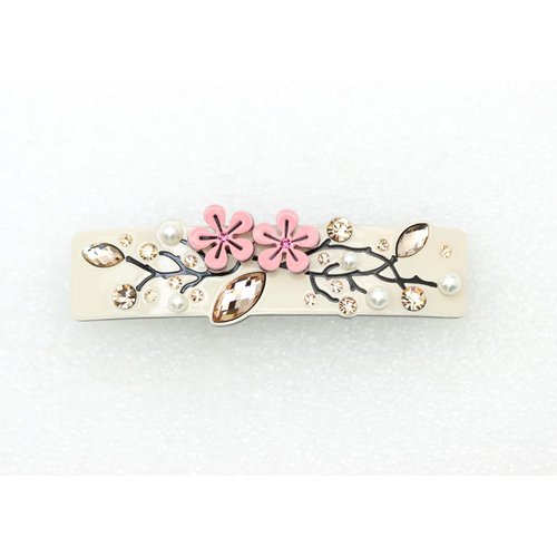 Faship Premium Rhinestone Crystal Beige Cellulose Acetate Rose Floral Art Deco Hair Claws Clips