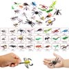 PINOWU Insect Bug Toy Figures for Kids Boys Girls (24pcs), 2-4” Fake Bugs - Spiders, Cockroaches, Scorpions, Crickets, Lady Bugs, Mantis and Worms for Education and Christmas Party Favors