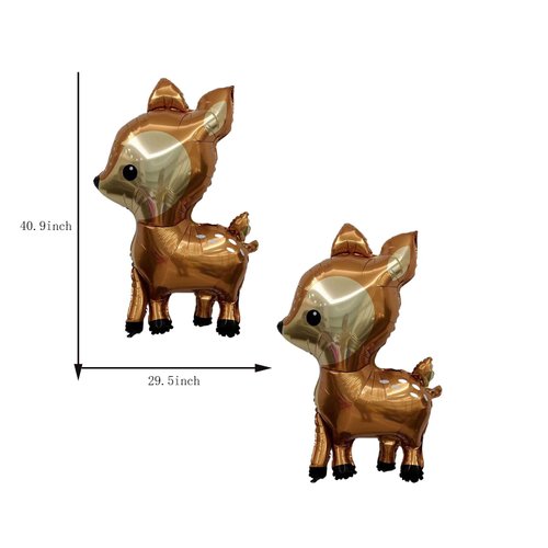 CHIL 2PCS 41 Inch Deer Balloons Foil Woodland Deer Shaped Animal Balloons Cartoon Animal Deer Wildlife Balloons for Jungle Safari Themed Kids Birthday Party Decorations