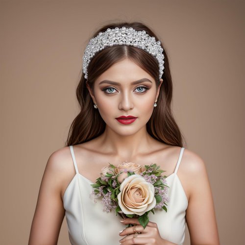 HNYYX Pearl Headbands for Women Crystal Wedding Headpiece for Bride Thick White Hair Accessories A210