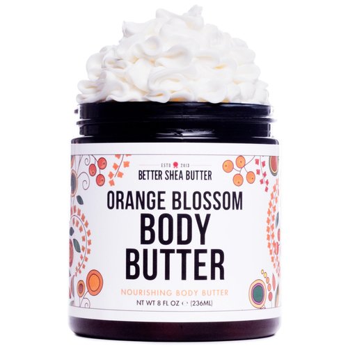Better Shea Butter Whipped Body Butter for Women - ORANGE BLOSSOM Body Lotion with Raw Shea Butter for Dry & Delicate Skin - Paraben Free, Non-Greasy, No Synthetic Fragrances Whipped Body Cream 8 oz