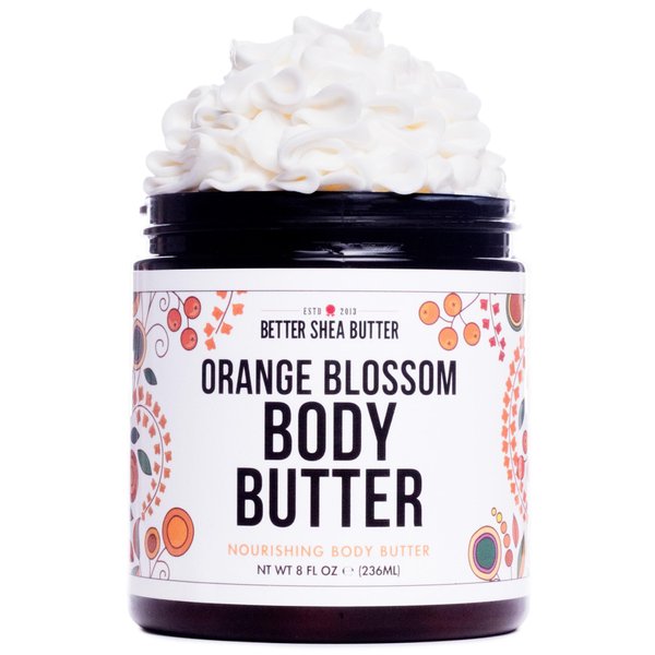 Better Shea Butter Whipped Body Butter for Women - ORANGE BLOSSOM Body Lotion with Raw Shea Butter for Dry & Delicate Skin - Paraben Free, Non-Greasy, No Synthetic Fragrances Whipped Body Cream 8 oz