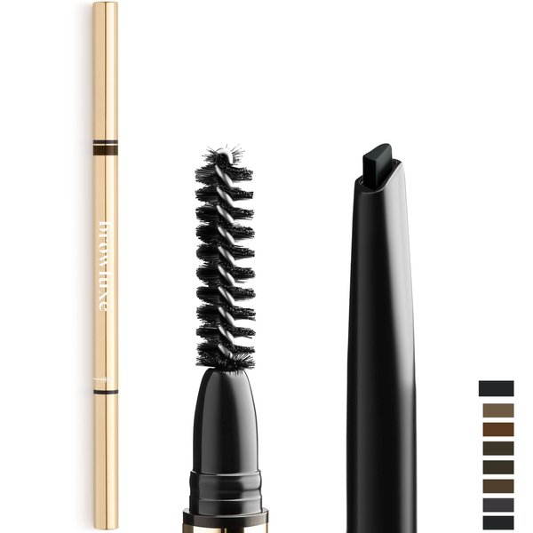 Browluxe Ultra Precise Eyebrow Pencil Waterproof, Long Lasting Brow Pencil with Castor Oil In Shade Coal