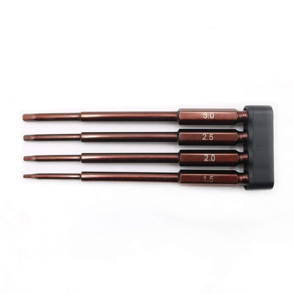 KYX Racing RC Model Tools 4pcs Hex Tip Set w/ 1/4 lnch Adapter(1.5, 2.0, 2.5, 3.0mm)