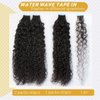 Water Wave Tape in Human Hair Extension for Black Women,9A Brazilian Human Hair Adhesive Tape in Hair Loose Wave Skin Weft Tape ins Human Hair Extension Full Ends 20PCS 50G(16inch #Natural Black)
