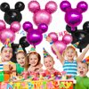 9Pcs Minnie Party Foil Balloons,27” Black,Rose Red, Pink Balloons For Minnie Party,Baby Shower,Girls Party Kids Birthday Theme Party Decoration Supplies