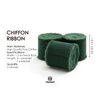 Vitalizart 3 Rolls Handmade Fringe Chiffon Silk Ribbon 1.5" x 7Yd Dark Green Ribbons Set for Wedding Invitations, Bridal Bouquets, Gifts Wrapping, DIY Crafts