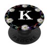 Cell Phone Pop Out Holder,Black White Daisy Flower Letter K PopSockets Grip and Stand for Phones and Tablets