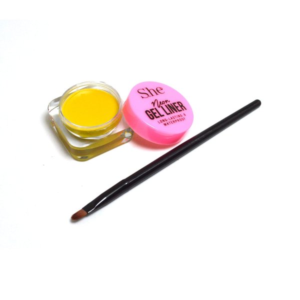Makeup She Pick 1 Color Waterproof Metallic or Neon Gel liner Long Lasting Eye liner Eyeliner GL550 + Free Zipper Bag (Neon Yellow)