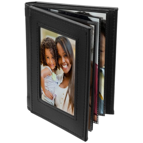 Neil Enterprises Inc. 4" x 6" Black Faux Leather Slip-In Photo Album - Holds 24 Pictures
