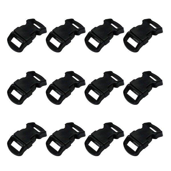 ASR Outdoor (12 Pack) Paracord Bracelet Buckle Set Black 15mm .5 Inch