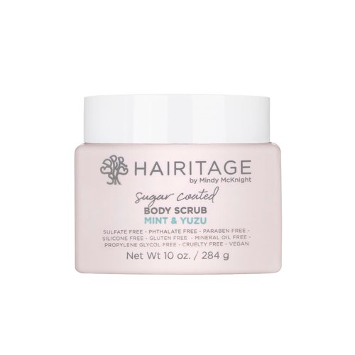 Hairitage Sugar Coated Mint & Yuzu Scented Exfoliating Body Scrub - Sweet Almond Oil & Coconut Oil for All Skin Types - Rosemary & Orange Essential Oils - Ultra-Hydrating Body Scrub - 10 fl. oz.