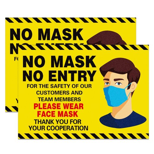 FaCraft No Mask No Entry Window Sticker,7.1"x 9.8" Face Mask Required Safety Warming Decal for Factory,Grocery Stores,Cinema,Bus.