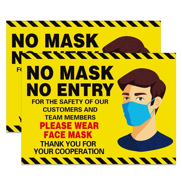 FaCraft No Mask No Entry Window Sticker,7.1"x 9.8" Face Mask Required Safety Warming Decal for Factory,Grocery Stores,Cinema,Bus.