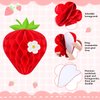 9 Pcs Strawberry Honeycomb Balls Strawberry Birthday Party Supplies Favors Strawberry Table Centerpieces Tissue Paper Honeycomb Tabletop Hanging Decors for Party Baby Shower