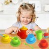 Pretend Play Kids Tea Party Set - 17 pcs Tea Cup Set for Kids Dish Washer Safe Plastic Tea Set for Toddlers, Juego de te para niñas, Girls Tea Set, Toy Dishes
