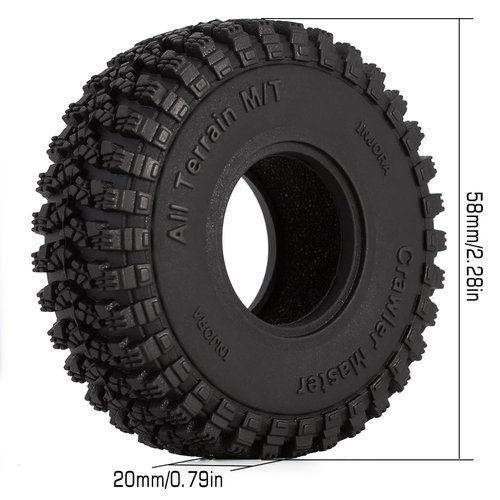 INJORA 1.0 Tires-S3 All Terrain Crawler Tires for TRX4M SCX24 AX24 FCX24 Upgrade Parts,58 * 20mm,T1008