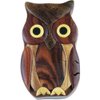 Hand Carved in Vietnam Wooden Puzzle Box- Intarsia Wood Art - Owl II
