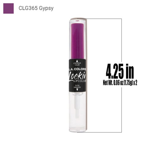 L.A. COLORS 1 Locking'Lip Color Lipgloss [ CLG365 Gypsy ] 2 Step Clear Lip Gloss Paint + Free Zipper Bag