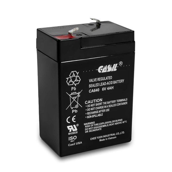Casil 6 Volt 4 AH Rechargeable SLA AGM Battery for Deer Feeder exit Sign Battery, 6v Battery Power Wheels Battery Replace 6 Volt 4.5 Amp (CA640 (Sealed Lead Acid Battery))