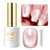 Imtiti Champagne Gold Gel Nail Polish,0.5fl oz Holographic 9D Cat eyes Glitter Magnetic Gel Polish UV Gel Nail Polish with Magnetic Stick for Nail Salon