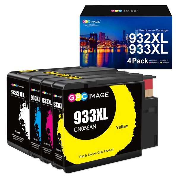 GPC Image Remanufactured Ink Cartridge Replacement for HP 932XL 933XL 932 933 to use with Officejet 7110 6600 6700 6100 7612 7610 Printer (Black,Cyan,Magenta,Yellow)