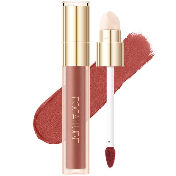 FOCALLURE Misty Matte Liquid Lipstick,Build-in Sponge Lip Brush,Waterproof Long-lasting Lip Mud,Dual Use Cheek and Lip Tint