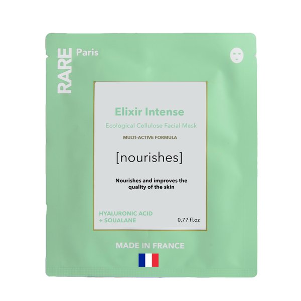 RARE Paris - Elixir Intense Nourishing Facial Mask - Nourishing & Hydrating Sheet Mask with Hyaluronic Acid & Squalane - Nourishing, Firming, Revitalizing - Made in France - 1 Sheet