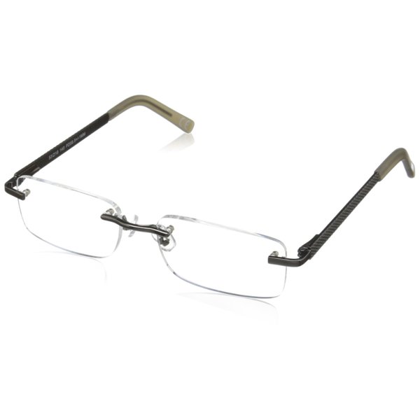 Foster Grant Men's Blake Square Reading Glasses, Gunmetal/Transparent, 59 mm, 1.50