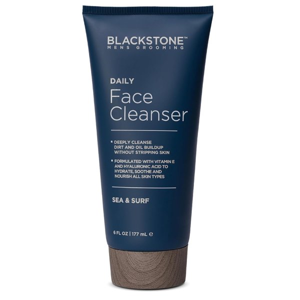 Blackstone Men's Grooming Daily Face Cleanser - Deep Cleanse & Nourish with Hyaluronic Acid, Aloe Vera and Vitamin E | Hydrate & Soothe - Sea & Surf (6 Fl Oz)