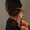 Chinese Hair Accessories Hair Stick Lantern Light Tassel Hairpins Coiled Hair Vintage Hair Bun Hair Pin for Women Red 1pc