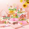 Amylove 10 Pcs Pink Farm Animals Party Supplies Girl Pink Barnyard Birthday Party Decorations Farm Animal Honeycomb Centerpiece for Table Birthday Baby Shower Party Decorations