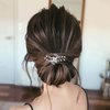 Allereyae Crystal Pearl Wedding Hairpins Barrette Rhinestone Pearl Flower Hair Pins Barrette Silver CZ Pearl Bling Bridal Headpieces Decorative Head Clip Pins Headwear Bridal Hair Accessories for