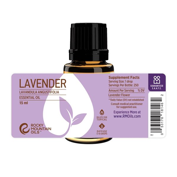 Rocky Mountain Oils Lavender Essential Oil - 100% Pure and Natural Aromatherapy Essential Oils for Diffuser, Topical, and Home - 15ml