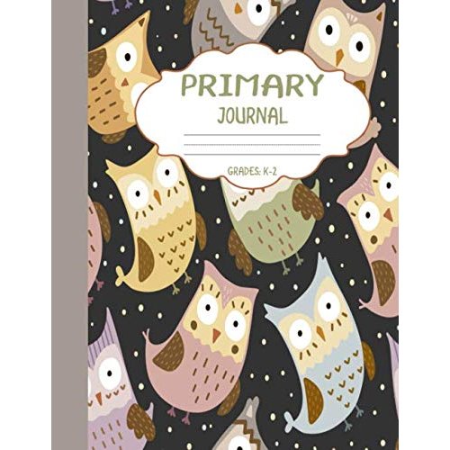 Primary Journal Grades k-2: Funny Owls, Draw and Write Composition Book for Kids, Half Page Lined Paper with Drawing Space ( 8.5" x 11" Notebook with Soft Durable Cover )