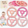 duludulu 4 Pack Silicone Teething Toys, Ring Teethers for Babies 0-6 6-12 Months Newborn Baby Teether Baby Teething Toys Relief Soothe Baby's Gums Infant Toys Gifts Baby Boys Girls Sweet Pink