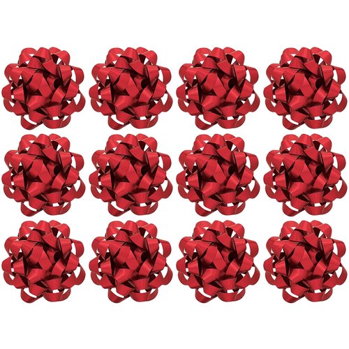 The Gift Wrap Company Decorative Glitterati Lotus Bows, Medium, Red, Pack of 12